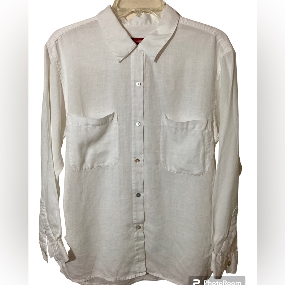 Sundance White Linen Blouse Size PM